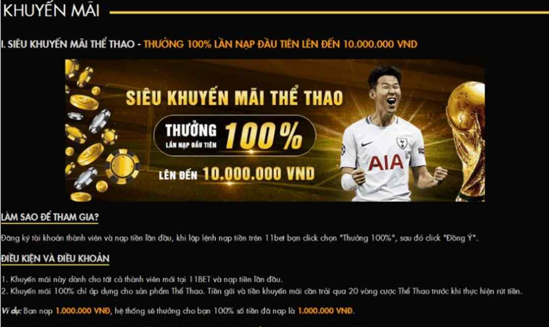 Khuyến mãi với giá trị cực khủng tại nhà cái 11BET 